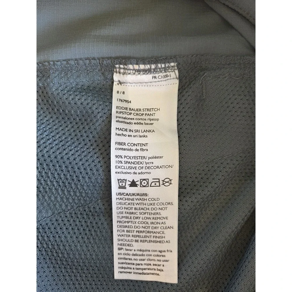 Eddie Bauer Womens Ripstop Crop Pant Capri Zip Pocket Gray Size 8